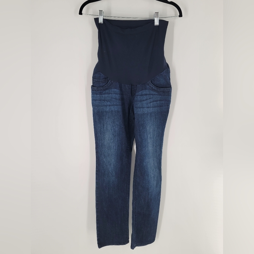 Indigo Blue Straight Leg Maternity Jeans Dark Wash Size S